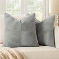 MIULEE Silver Grey Decorative Throw Pillow Covers 20x20 Inch for Couch Bed Sofa Pack of 2 Boho Farmhouse Throw Pillows Soft Cross Corduroy Patchwork Textured Cushion Cases