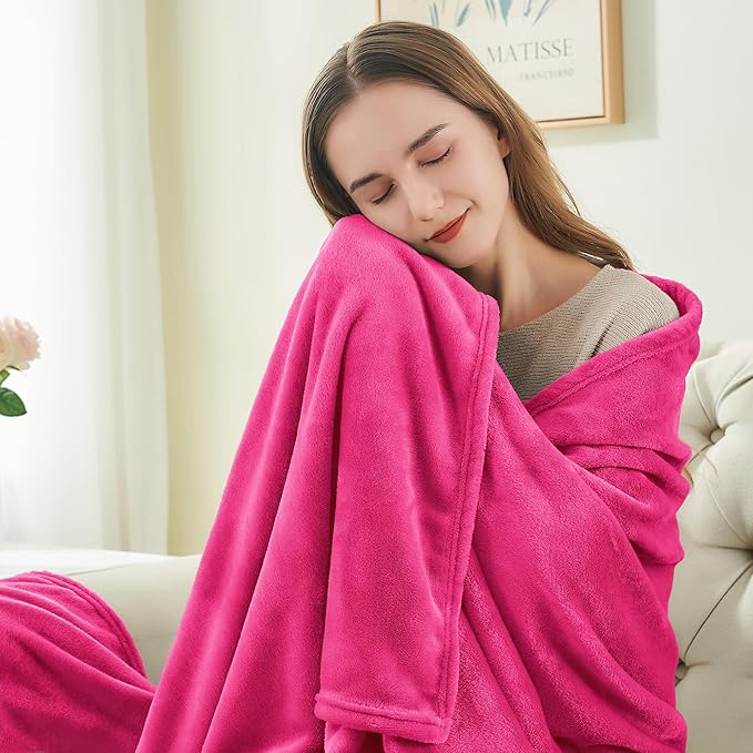 BEDELITE Fleece Blanket King Size Blankets for Bed, Luxury Plush Cozy Fuzzy Blanket 108x90 inches, Super Soft Warm Lightweight Throw Blanket All Seasons Suitable, Hot Pink
