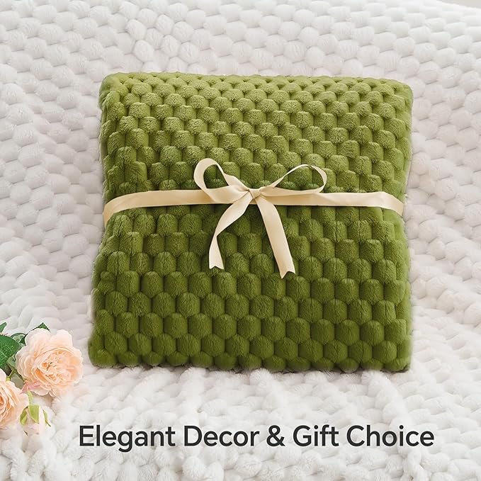 BEDELITE Fleece Blanket - 3D Jacquard Decorative Green Apple Throw Blankets for Couch & Bed, Soft and Cozy Warm Plush Fluffy Blanket All Seasons Suitable, 50x60Inches