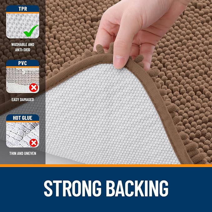 OLANLY Bathroom Rugs 36x24, Extra Soft Absorbent Chenille Bath Rugs, Rubber - Image 6