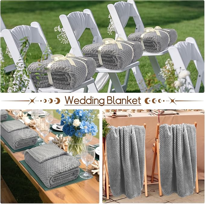 4 Pack Fleece Throw Blankets 50x60 Inches - 270 GSM Ultra Soft Plush Flannel for Bed Couch Sofa, Lightweight Warm 3D Waffle Texture, No Shedding No Pilling All Season Throw (Gray)