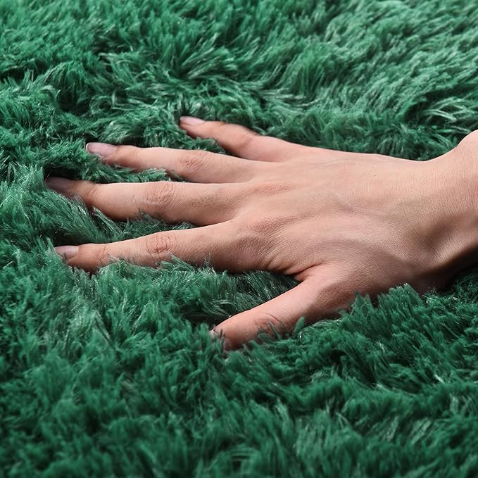 Rugs for Living Room 5x7, Soft Shaggy Modern Shag Area Rug for Bedroom, Upgrade Non-Slip Plush Fluffy Carpet for Kids Boys Girls Room Home Decor Aesthetic, Blackish Green