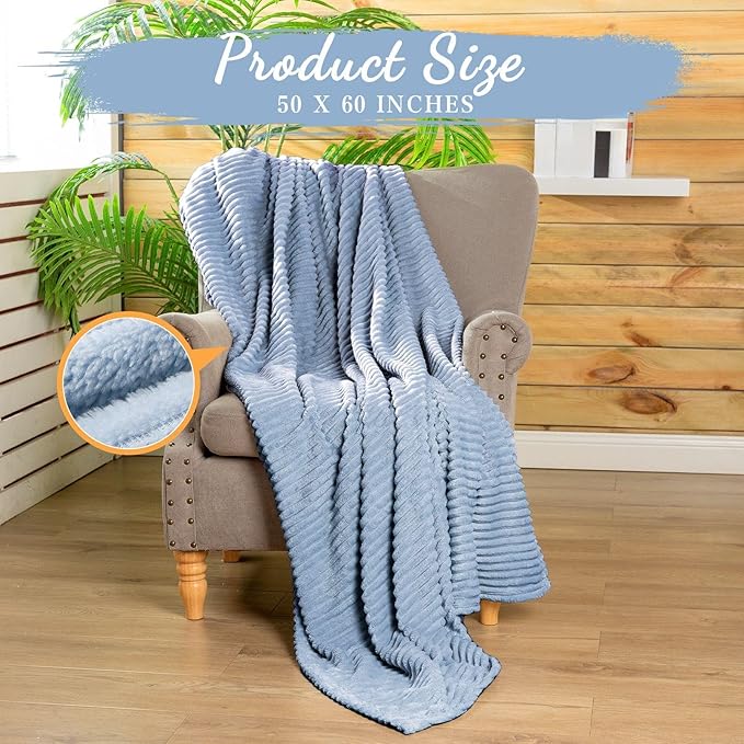 Buryeah 6 Pcs Flannel Throw Blanket Bulk 50 x 60 in Sleepover Blanket Outdoor Wedding Throw Lightweight, Oeko-tex Standard 100 Certified for Sofa Homeless Gifts (Dusty Blue)