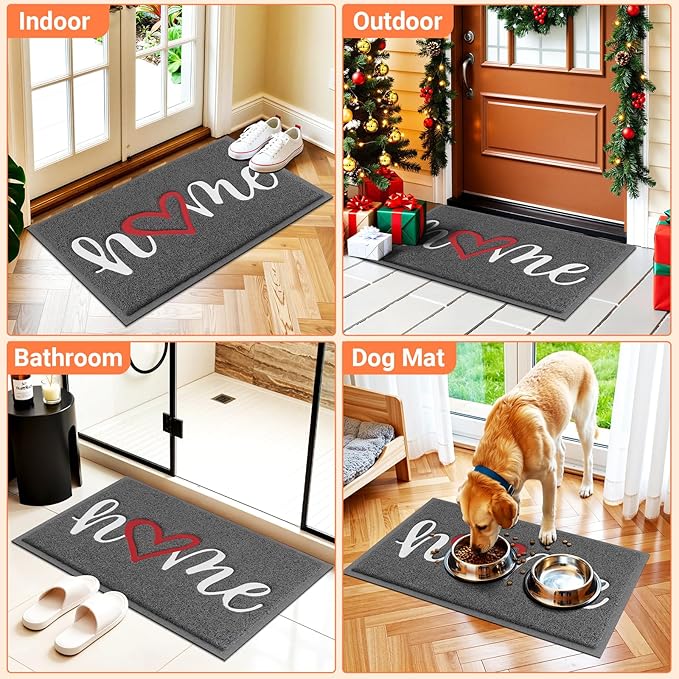 StepLively Door Mat Home Welcome Mats Outdoor and Indoor, Heavy-Duty Low-Profile Non-Slip Durable Front Welcome Mat Doormat for Home Entrance, Outside Entry, Yard, Floor, Patio (32''x20'', Grey)
