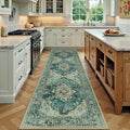 RELEANY Area Rugs 3'x9' Runner Rug Non Slip Washable for Kitchen Hallway Bedroom Beside Laundry Room Bathroom Rug, Floor Carpet, Dark Blue Vintage