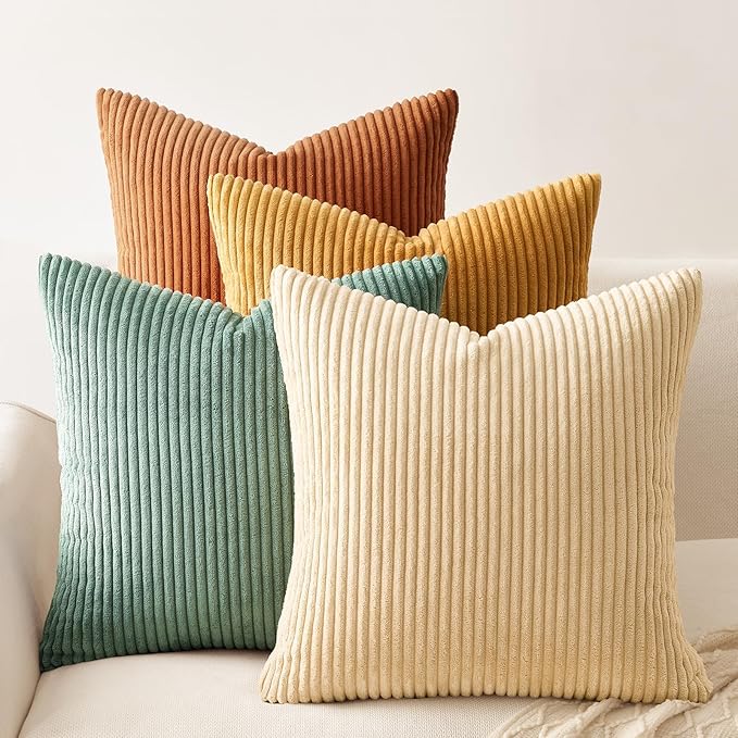 Topfinel Decorative Throw Pillow Covers Cushion Cases, Set of 4 Soft Velvet Modern Double-Sided Designs, Mix and Match for Home Decor, Pillow Inserts Not Included (16x16 inch, Orange/Teal)