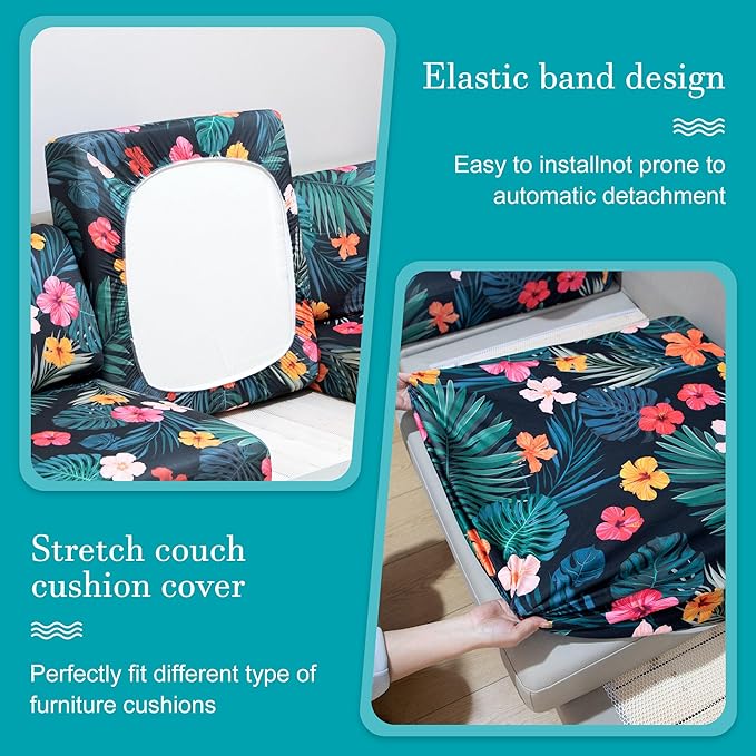 12 Pcs Stretch Patio Cushion Covers,Outdoor Couch Covers Replacement,Outdoor Couch & Sofa Slipcovers,for Patio Furniture Cushion Covers,Washable Reusable Furniture Protector (Summer Night ,Cover Only)