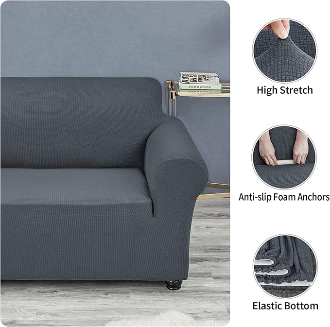 Joccun Stretch Chair Couch Cover,1-Piece Sofa Slipcover Spandex Jacquard Fabric Sofa Covers with Elastic Bottom,Washable Furniture Protector for Dogs,Cats,Kids(Armchair,Gray)