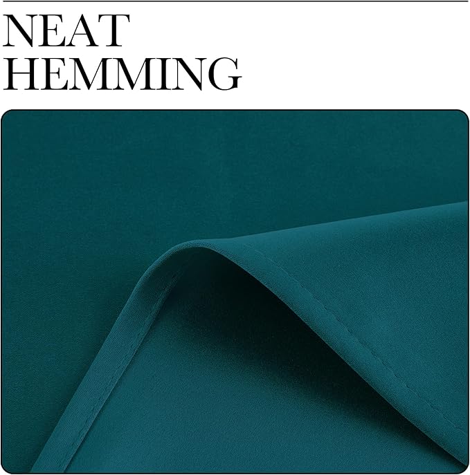 NICETOWN Teal Blackout Cafe Faux Silk Curtains for Small Windows, 42" Wide by 36" Long, 2 Panels, Rod Pocket Thermal Insulated Blackout Satin Drapes for Kitchen