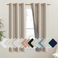 NICETOWN Oatmeal Vintage Open Linen Weave Flax Thermal Curtains, 100% Blackout Curtains 54" Long for Dining Room, Soundproof Window Treatment Drapes for Kitchen, 42" Wide Per Panel, Set of 2