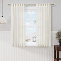Nanspring Cream Cafe Curtains 54 Inch Length for Kid Bedroom Office Back Tab Pocket Semi Sheer Short Linen Cream Curtain Tiers for Small Bathroom Window Basement 42x54,2 Panel