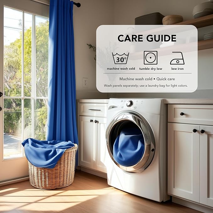 Deconovo Blackout Curtains for Kitchen Window Back Tab and Rod Pocket Curtains Room Darkening Curtains 52Wx45L Inch Royal Blue 2 Panels