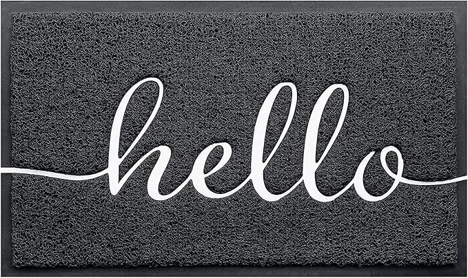 BeneathYourFeet Door Mat (32"x20",Black), Welcome Mat Low Profile Front Doormat Indoor Outdoor Door Non Slip Rugs for Entryway, Patio, High Traffic Areas
