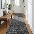 3x10 Washable Hallway Runner Rug - Moroccan Non-Slip Long Runners for Entryway Soft Modern Geometric Low-Pile Rugs for Kitchen Waterproof Neutral Carpet for Bedrooom Bathroom Laundry 3x10 Black