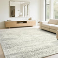 Washable Rugs 6x9 Area Rugs for Living Room,Bedroom,Dining Room- Large Ultra Soft Faux Wool Retro Carpets,Non Slip&Non-Shedding Low Pile Vintage Print Rug for Home Office Decor-Beige