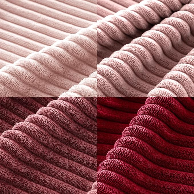 MIULEE Boho Farmhouse Throw Pillow Covers 18x18 Inch Set of 4 Romantic Decorative Cushion Covers Spring Corduroy Home Decor for Feminine Valentines Couch Bed Sofa Living Room Aesthetic Pink