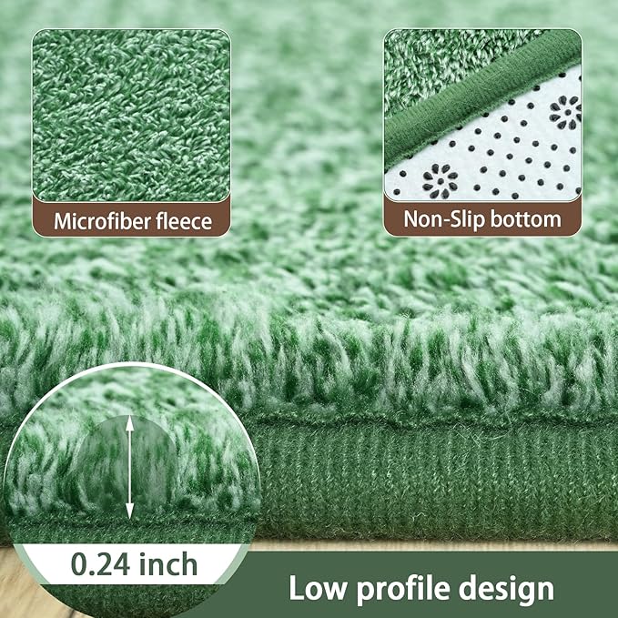 AROGAN Washable 2x6 Runner Rug for Hallway, Long Runner Rugs wtih Soft Memory Foam for Bedroom, Non Slip Backing Carpet Runners for Hallways, Kitchen, Bathroom, Entryway Home Decor, Matte Green