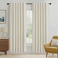 RYB HOME Natural Linen 100% Blackout Curtains for Bedroom 72 Long 52 Width, Linen Blackout Curtains Privacy Protection& Thermal Insulated for Sliding Door/Living Room, 2 Panels