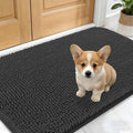 OLANLY Dog Door Mat for Muddy Paws 24x16, Absorbs Moisture and Dirt, Absorbent Non-Slip Washable Doormat, Quick Dry Chenille Mud Mat for Dogs, Entry Indoor Entryway Carpet for Inside Floor, Dark Grey