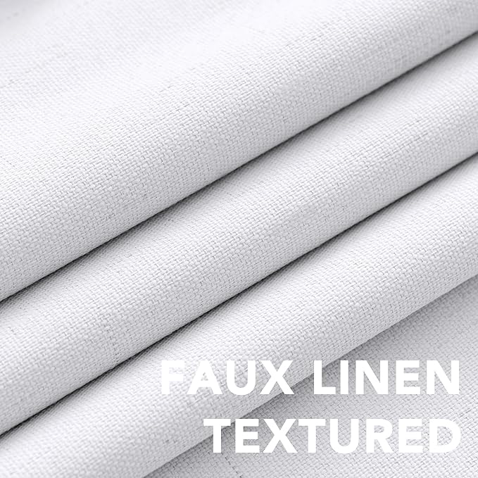 H.VERSAILTEX Linen Blackout Curtains 72 Inches Long 100% Blackout Thermal Insulated Textured Linen Look Curtain Draperies Anti-Rust Grommet, Energy Saving with White Liner, 2 Panels, Bright White