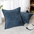 18x18 Fall Chenille Soft Throw Pillow Covers Set of 2 – Dusty Blue