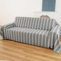 Boho Sofa Covers for 3 Cushion Couch, Couch Cover for Dogs, Loveseat Cover Soft Throw Blankets with Tassels(Striped Grey, 71x134)