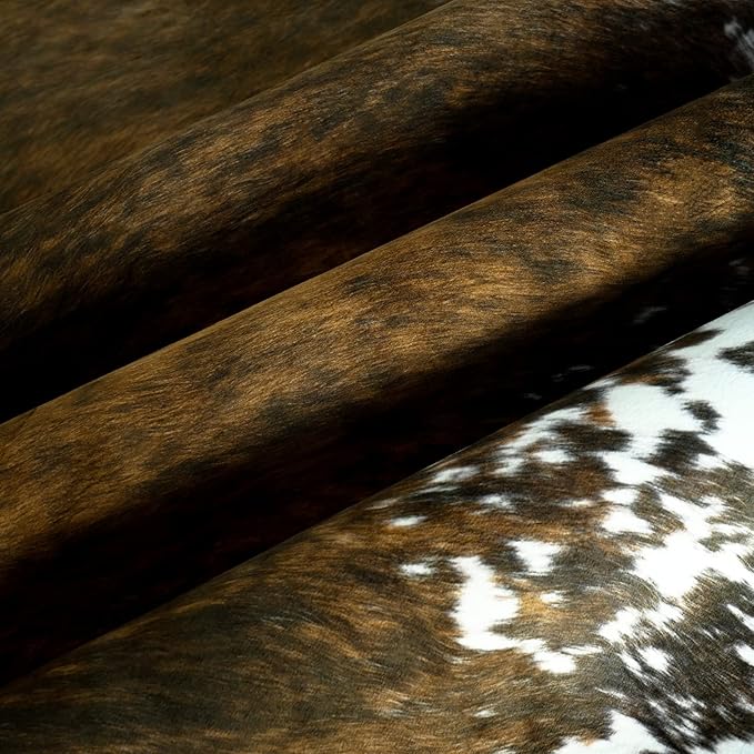 AROGAN Faux Cow Print Rug Large (4ft x 3ft) - Cow Print Area Rug with No-Slip Backing, Large Animal Skin Rugs for Living Room, Offfice, Room Decor, Saddle Brown