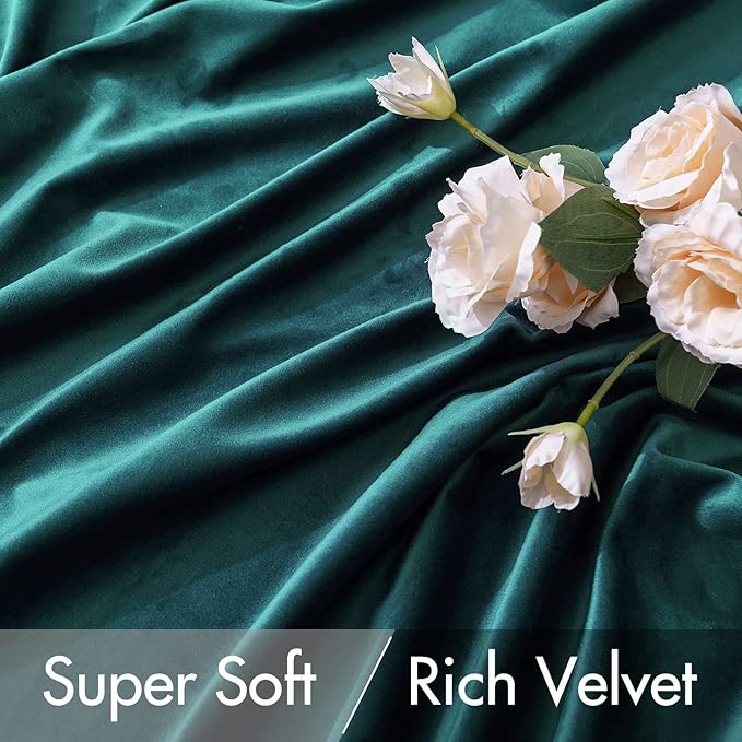 MIULEE Velvet Curtains 2 Panels Luxury Blackout Curtains for Bedroom Living Room Thermal Insulated Christmas Home Decor Super Soft Window Drapes Rod Pocket & Back Tab, Emerald Green, W52 x L72 inches