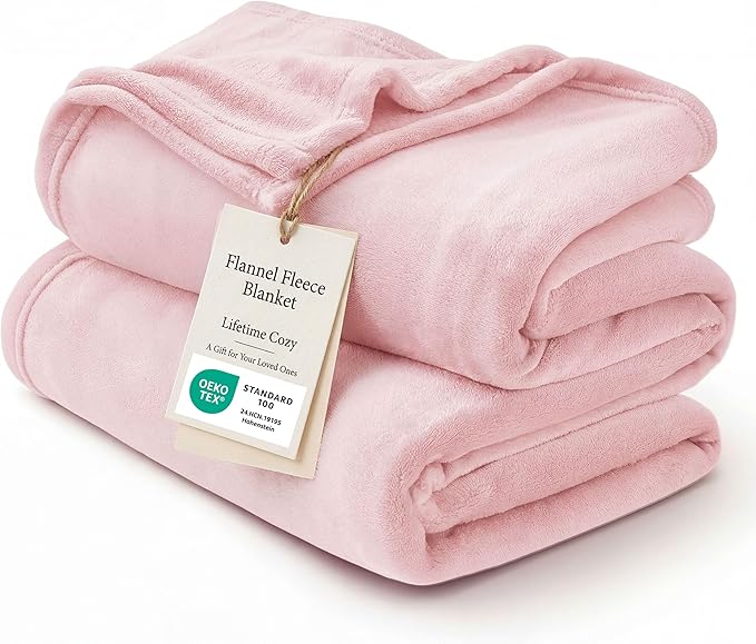 Bedsure GentleSoft Pink Fleece Throw Blanket for Couch - 300GSM Cozy Soft Blankets for Women, Cute Small Fleece Throws for Girls, Pink Home Decor Gifts, 50x60 Inches