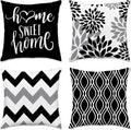 Hexagram Geometric Black Pillow Covers 18x18 Set of 4, Decorative Outdoor Boho Modern Throw Pillow Covers, Home Sweet Home Farmhouse Cushion Case for Couch Sofa Bedroom Indoor Decor(No Insert)