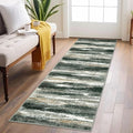 Lansny Modern Abstract Runner Rug 2x6, Forest Green Washable Kitchen Runner Non-Slip Soft Hallway Rug Runner Thin Print Faux Wool Carpet for Entryway Bedroom Laundry Room Indoor Home Decor