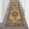 HEBE Hallway Runner Rug 2'x6' Washable Vintage Distressed Area Rugs Non Slip Laundry Rug Runner Boho Floor Carpet Runners for Hallways Entryway Laundry Room Kitchen Bathroom