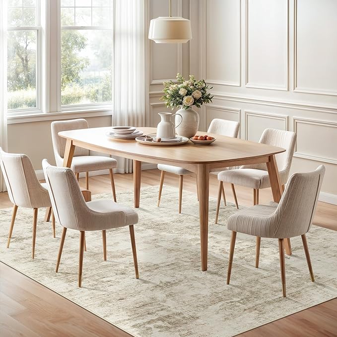 Soalmost Abstract Rug 5x7 Machine Washable Area Indoor Beige Gray White Low Pile Non-Slip Foldable Thin Accent Rugs for Bedroom Living Room Dining Room Grey