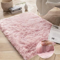 Ashler HOME DECO Soft Fox Faux Fur Chair Couch Cover Area Rug for Bedroom Floor Sofa Living Room Pink White Rectangle 2 x 3 Feet
