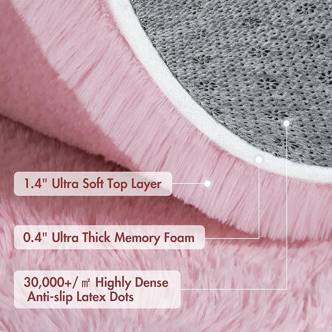 6x9 Ft Large Pink Rugs for Living Room Girls, Shag Fluffy Area Rug for Bedroom, Ultra Soft Furry Rug Indoor Carpet for Kids Room Nursery Home Decor