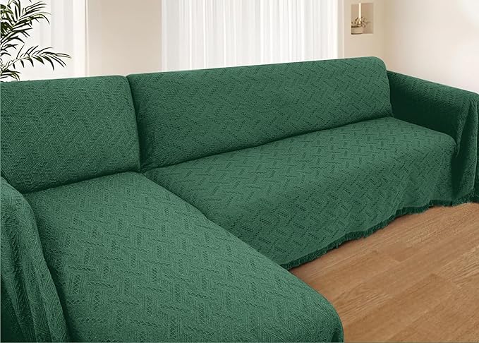 HOMERILLA Christmas Couch Covers,Sectional Couch Covers L Shaped Sofa Cover Blanket 2 Pieces L Shape Sofa Decoration Protector for Pets Dogs(Vintage Green, X-Large)