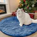 OLANLY Blue Round Rugs for Bedroom - Machine Washable, 3 ft Circle Area Rugs for Living Room, Soft and Fluffy Shaggy Carpet for Teen Girl and Boys, Nursery Rooms, Dorms, Home Decor Aesthetic