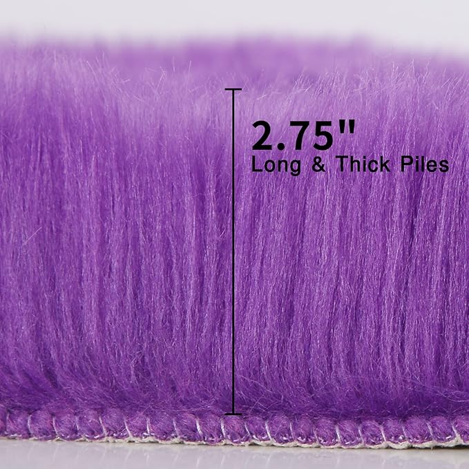 duduta Purple Faux Sheepskin Runner Rugs 2x6 ft, Fluffy Fur Sofa Couch Covers Shag Rug for Bedroom Living Room Hallway Home Decor Non Slip