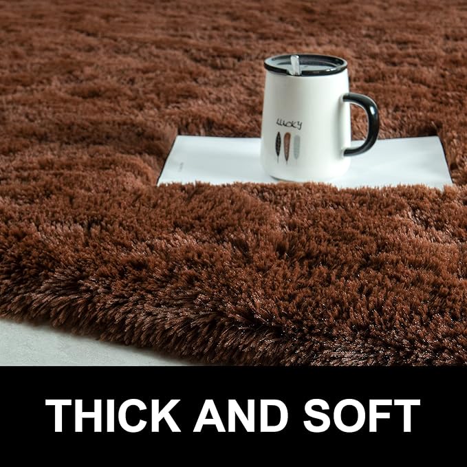 LOCHAS Ultra Soft Indoor Modern Area Rugs Fluffy Living Room Carpets for Children Bedroom Home Decor Nursery Rug 2x3 Feet, Brown