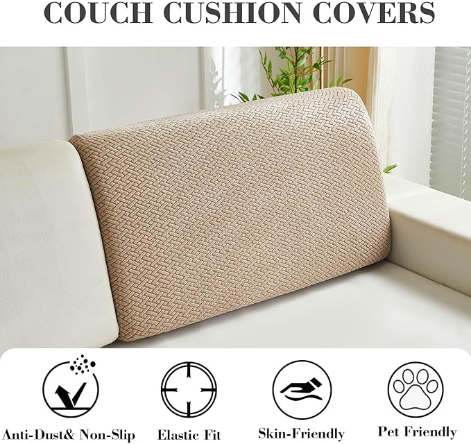 Sofa Covers Couch Covers for Sofa Pet Friendly Couch Cushion Covers Universal Sofa Covers Washable Stretch Slipcovers for Sectional Sofa (Texture Light Coffee,Back Cover L)