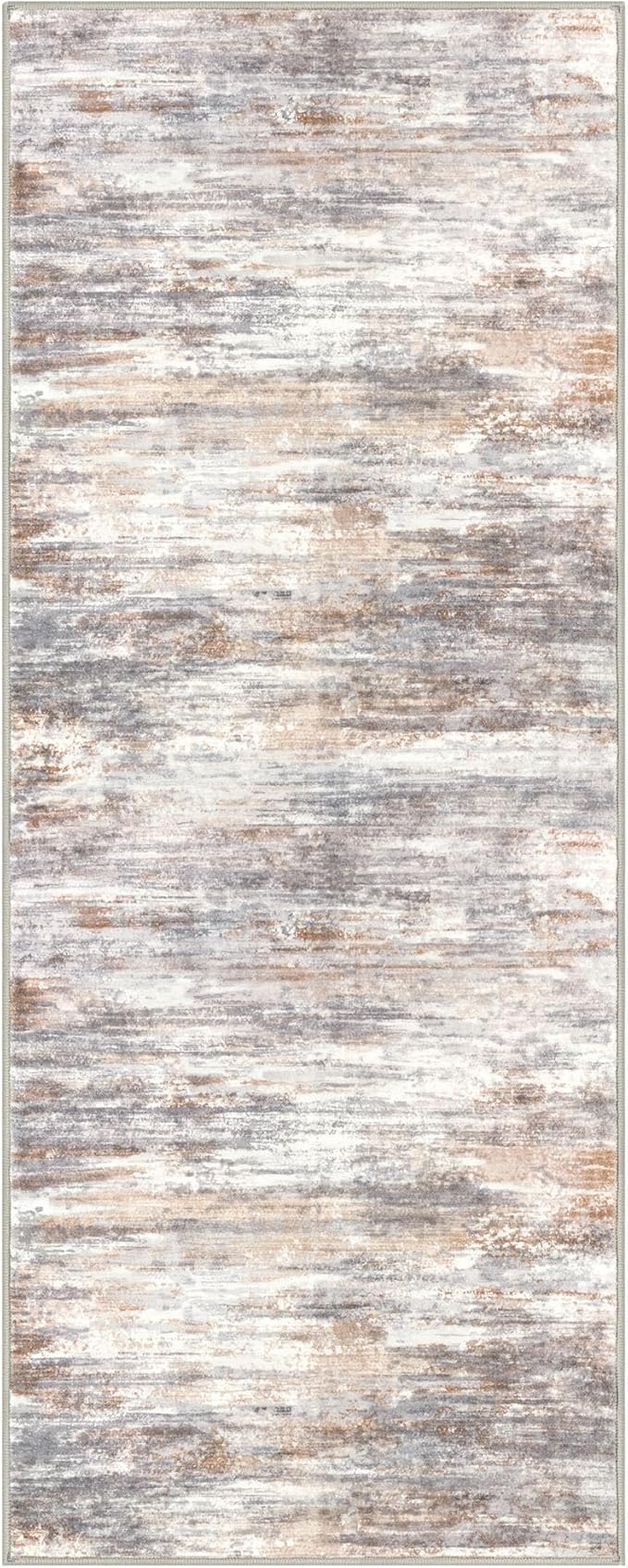 KOZYFLY Kitchen Runner Rug for Hallway Non-Slip Modern Abstract Runner Rug 2x5 Multi Grey/Orange, Washable Carpet Runner Laundry Room Mat with Soft Low Pile for Entryway Bathroom