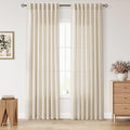 Nanspring Cream Beige Linen Curtains 84 Inches Long for Living Room Light Filtering Semi Sheer Curtain Back Tab Modern Farmhouse Decor Elegant Luxury Coastal Drapes for Bedroom Office 52x84,2 Panels