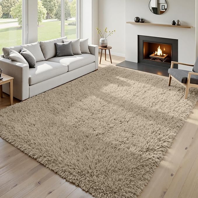 5x7 Area Rugs for Living Room: Soft Fluffy Shag Gray Camel Rugs for Bedroom, Non-Slip Large Fuzzy Plush Rug Indoor Floor Carpet for Nursery Kids Boys Girls Room, Dorms, Playroom, Modern Home Decor