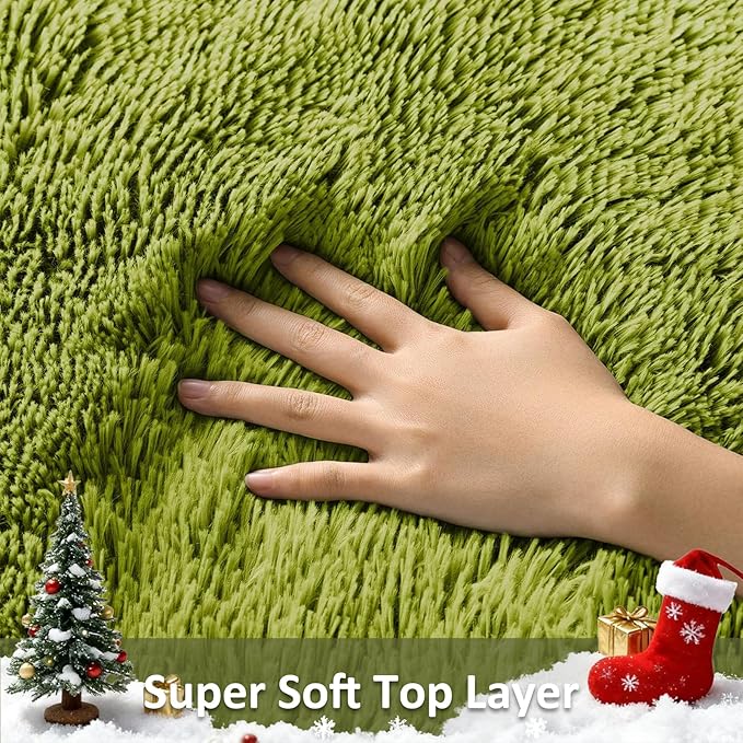 Ophanie Green Rugs for Living Room 5x8, Grass Shag Fluffy Large Fuzzy Plush Soft Carpets, Floor Shaggy Area Rugs for Bedroom, Carpet for Kids Boys Girls Dorm Nursery Home Decor Aesthetic
