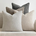MIULEE Pack of 4 Couch Throw Pillow Covers 24x24 Inch Neutral Soft Decorative Chenille Pillow Covers Farmhouse Boho Accent Cushion Covers for Mid Century Modern Spring Decor Sofa Bedroom Living Room