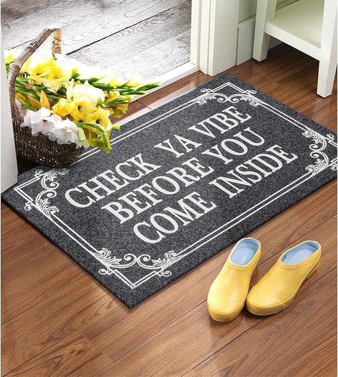Front Door Indoor Outdoor Entrance Doormat Grey Rubber Welcome Door Mat Come Inside This House Doormat Anti Slip Easy to Clean Corridor Patio Entry Mat 28" x 18"