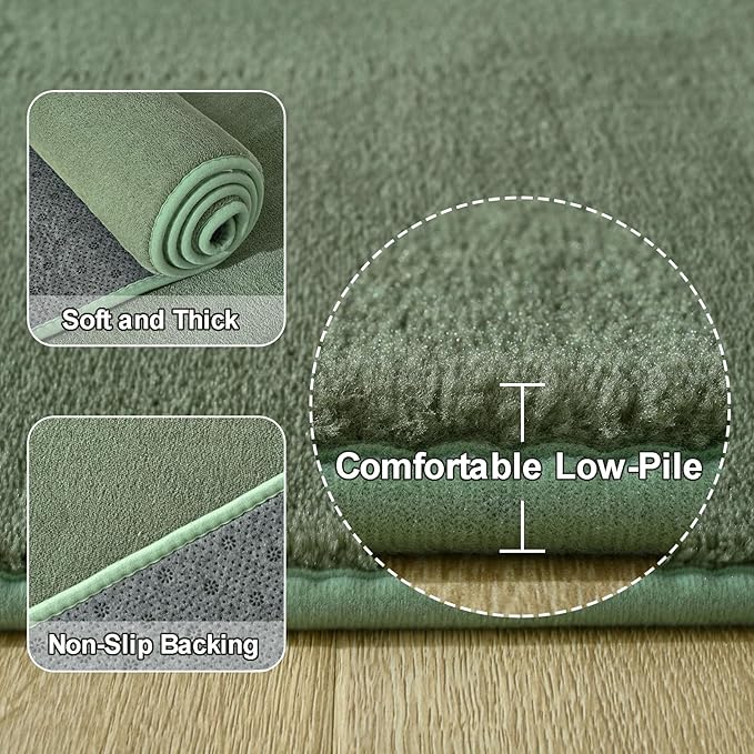 Amearea 4x4 Square Area Rugs for Bedroom Living Room, Sage Green Thickened Memory Foam Rug, Fluffy Indoor Washable Rug Non Slip Minimalist Carpet for Entryway Kids Boys Girls Dorm Nursery Room Decor