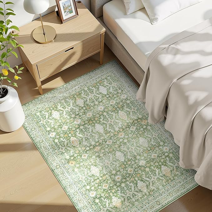 Lofus 3x5 Area Rug for Entryway, Light Green Non Slip Area Rugs for Kitchen, Washablee Soft Rugs for Bedroom, Living Room, Tool Room Nursery Kids Room Decor