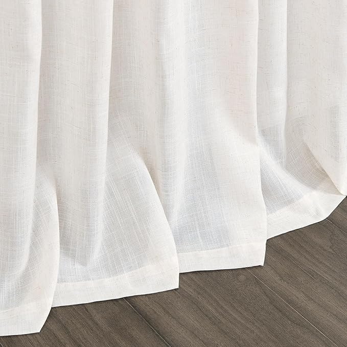 Ivory White Linen Curtains for Living Room 105 Inches Long Light Filtering Semi Sheer Curtain Back Tab Rustic Luxury Neutral Modern Farmhouse Decor Drapes for Bedroom Dinner Room 52x105, 2 Panels