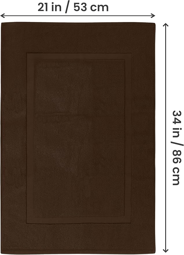 Bath Mat Set, 2 Pack, 21 x 34 Inch, Absorbent Cotton, Reversible